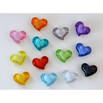 Dětské navlékací korálky Plastové průhledné korálky VELKÉ SRDCE 34 x 28 mm