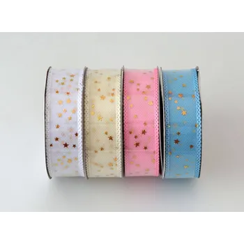 Stuha Stuha s hvězdičkami š. 2,5 cm, délka 9 m RŮŽOVÁ