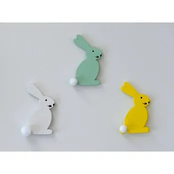 Velikonoční dekorace Dřevěná dekorace - Zajíček s bambulkou ŽLUTÝ