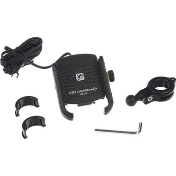 Držák telefonu na kolo/motocykl STU r13usb černý s USB nabíječkou