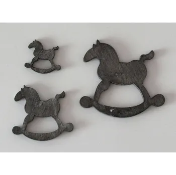 Dřevěné dekorace - HOUPACÍ KONÍK ŠEDÝ C1 - MALÝ - 3 x 2,8 cm