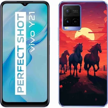 Pouzdro na mobilní telefon Gelový kryt mmCase na Vivo Y21/Y21s/Y33s - koně a západ slunce