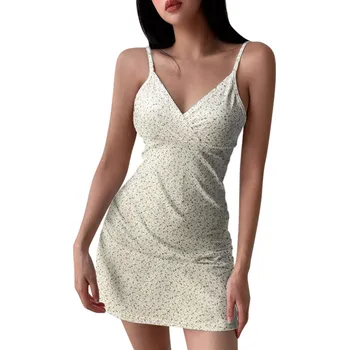 Dámské šaty Dámské letní sexy mini šaty se špagetovými ramínky Barva: Žlutá, Velikost: M