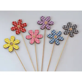 Zápich dřevěné dekorace - KVĚTINA MODRÁ