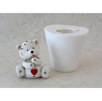 Silikonová forma - Medvídek se srdíčkem 95 x 80 x 110 mm