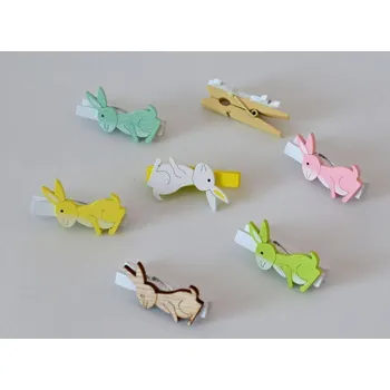 Velikonoční dekorace Dekorační dřevěný kolíček se zajíčkem MENTOLOVÝ