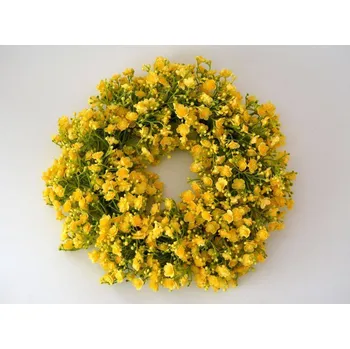 umělá květina Umělý věneček prům. 30 cm - Gipsophila ŽLUTÁ