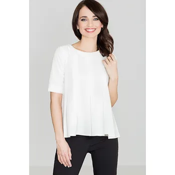 Dámská móda Asymetrická volná halenka K370 Barva: Smetanová, Velikost: M