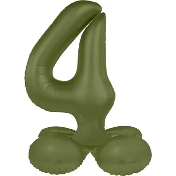 Folat Balónek fóliový samostojný číslo 4 Olivově zelená, matný 41 cm