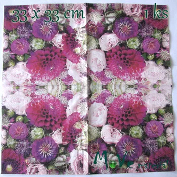 Papírový ubrousek Ubrousek na decoupage 33 x 33cm 1ks, jiřinky