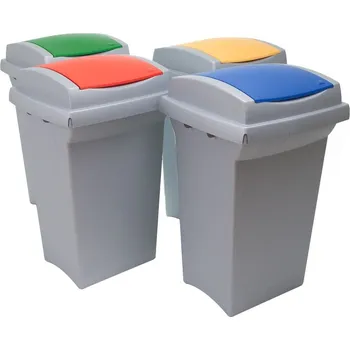Popelnice HTI Odpadkový koš na tříděný odpad RECYCLING 50 l, šedá nádoba, žluté víko
