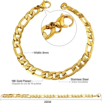 Náramek Unisex náramek z nerezové oceli - zlatá 02,10mm