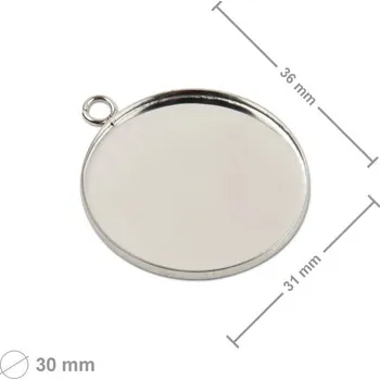 Přívěsek Bižuterní lůžko na přívěsek kulaté 30 mm z chirurgické oceli