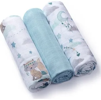 látková plena BabyOno Bambusové plenky 70x70cm Modrá s liškou