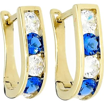 Náušnice Goldstore Zlaté náušnice modro-bílé zirkony Váha: 1.60 g