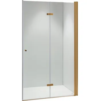 Sprchové dveře BPS-koupelny Zalamovací otočné sprchové dveře HYD-JSD01D 110 zlatá/transparent pro instalaci do niky - bez vaničky