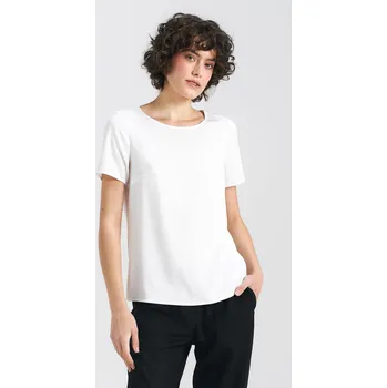 Dámská halenka Basic viskózová halenka s krátkým rukávem B160 Barva: Smetanová, Velikost: 2XL