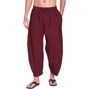 Pánské bavlněné kalhoty na léto Barva: Červená, Velikost: S