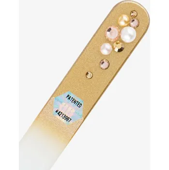 Preciosa Skleněný pilník s českým křišťálem - malý, zlatý s perlí