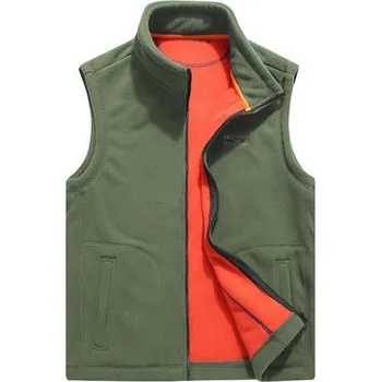 Pánská softshellová bunda Pánská kožešinová vesta na zip s kontrastní podšívkou Barva: Zelená, Velikost: 4XL