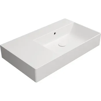 KUBE X keramické umyvadlo 80x47cm, s odkládací plochou vlevo, bez otvoru, bílá mat