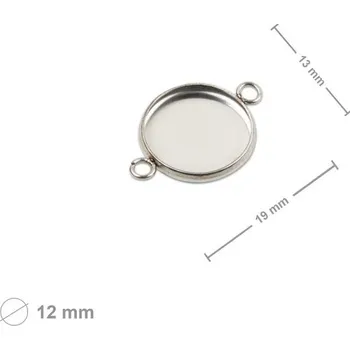 Materiál na výrobu šperku Bižuterní lůžko na spojovací díl kulaté 12 mm z chirurgické oceli