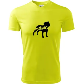 Stafordširský bullteriér máma obrys - Dětské triko sportovní (dresovina) - 134 cm/8 let ( Neonově žlutá )