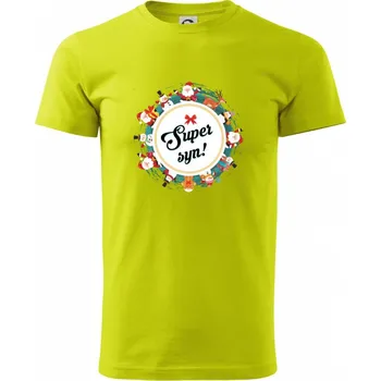 Pánské tričko Vánoce - Super syn - Klasické pánské triko vyšší gramáže - M ( Limetková )