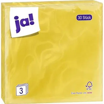 Papírový ubrousek Ja! Servietten Gelb 30ks 33x33cm