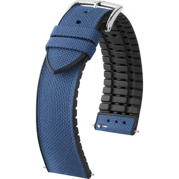 Řemínek na hodinky Řemínek Hirsch Arne - modrý - 20 mm - L – Standardní délka (doporučujeme) - 18 mm - Stříbrná + 5 let záruka a dárek ZDARMA