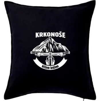 Polštář Krkonoše křížem krážem - Polštář 50x50 - 50x50 - Pouze potah ( Černá )