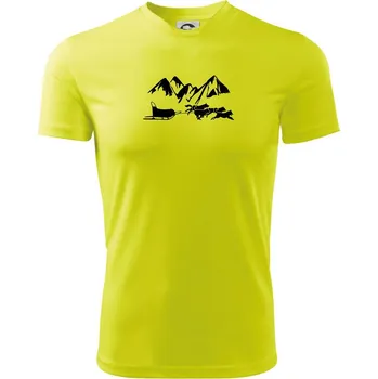 Chlapecké tričko Psí spřežení hory - Dětské triko sportovní (dresovina) - 146 cm/10 let ( Neonově žlutá )