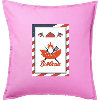 Polštář USA BBQ POSTER - Polštář 50x50 - 50x50 - Pouze potah ( Růžová )