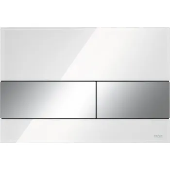 Splachovací tlačítko Tece SQUARE ovládací tlačítko pro dvě splachování, sklo, bílá/lesklý chrom