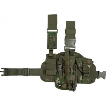 Airsoft 101INC Pouzdro pistolové stehenní se zásobníky pravé DIGITAL WOODLAND