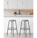 Sada 2 barových stoliček světle hnědý samet s podnožkou pro pult ostrov kuchyně jídelna Beliani