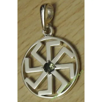 Přívěsek Stříbrný přívěsek s vltavínem - Ladinec Rhodiování: Bez Rhodia