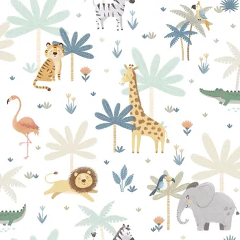 Tapeta ICH Wallcoverings Dětská vliesová tapeta se zvířátky z džungle, 974-2, Mika, ICH Wallcoverings, velikost 10,05 x 0,53 m