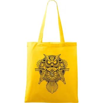 Steampunk sova černobílá - Taška bavlněná - 42 x 38 cm ( Žlutá )