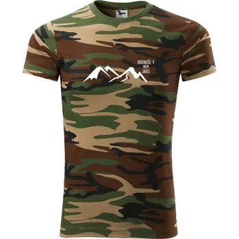 Pánské tričko Krkonoše v mém srdci - Army CAMOUFLAGE - 2XL ( Hnědý maskáč )