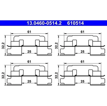 Přislušenství brzdového systému Sada příslušenství, obložení kotoučové brzdy ATE 13.0460-0514.2