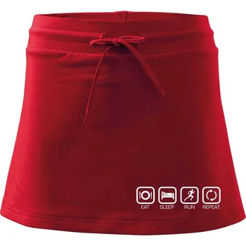 Dámská sukně Eat sleep run repeat v řadě - Sportovní sukně - two in one - L ( Červená )