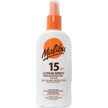 Stojan na slunečník Malibu Lotion Spray Medium Protection ochranný sprej SPF 15 200 ml