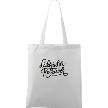 Nákupní taška Labrador - nápis okrasný - Taška bavlněná - 42 x 38 cm ( Bílá )