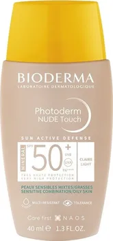 Přípravek na opalování Bioderma Photoderm Nude Touch minerální opalovací fluid na obličej SPF50+ Claire Light 40 ml