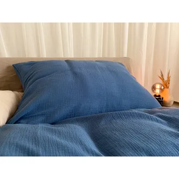 Povlečení Mušelínové povlečení džínová modrá - 140x220 + 70x90 cm (prodloužené)