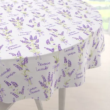 ubrus Bavlněný kulatý ubrus Sandra SA-294 Velké snítky levandulí na bílém Ø 100 cm