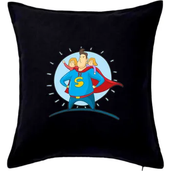 Polštář Táta superman - holka a holka - Polštář 50x50 - 50x50 - Pouze potah ( Černá )