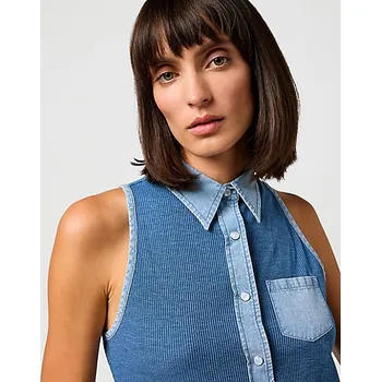 Dámská košile Košile Wrangler SLEEVELESS SHIRT DARK DENI Velikost: M