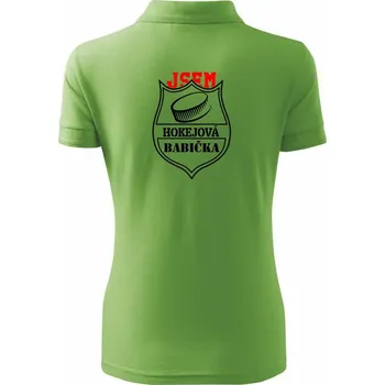 Hokejový děda / hokejová babička - puk - Polokošile dámská Pique Polo - XS ( Trávově zelená )